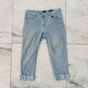 J. Jill Jeans Authentic Fit Light Wash Crop Cuff Hem Mid Rise Womens 8 Classic